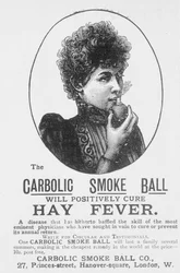 Werbung für die Carbolic Smoke Ball, ein Heilmittel gegen Heuschnupfen